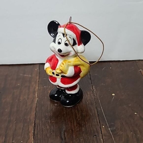 Vintage Disney Mickey Mouse Santa Hanging Christmas Tree Ornament Japan - Picture 2 of 10